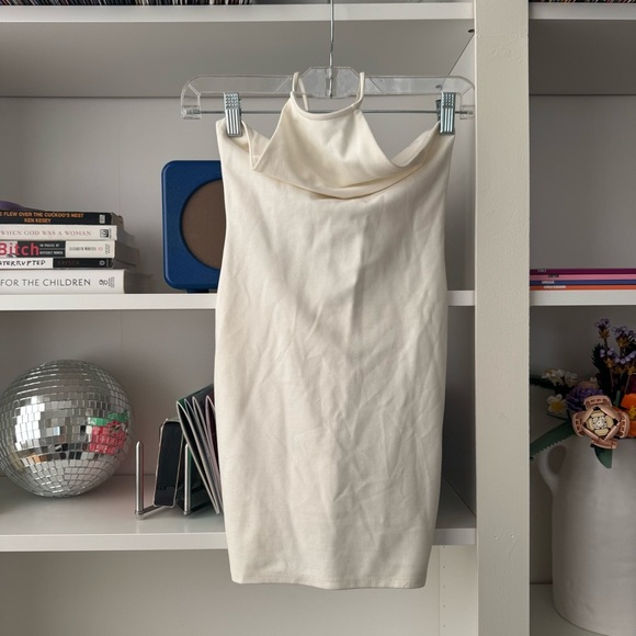 H:OURS Revolve Niles White Twist Cutout Back Halter Dress - Picture 5 of 7